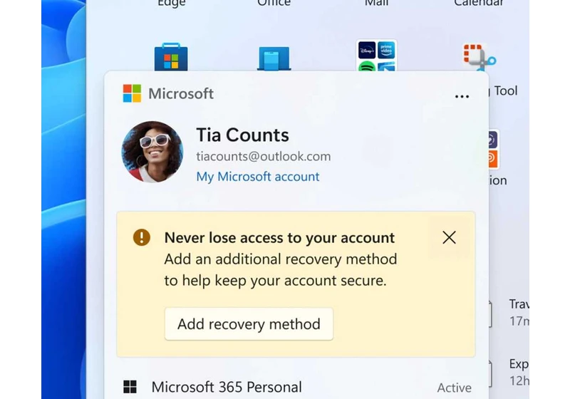 Microsoft tests a handy Windows account summary – and another ad