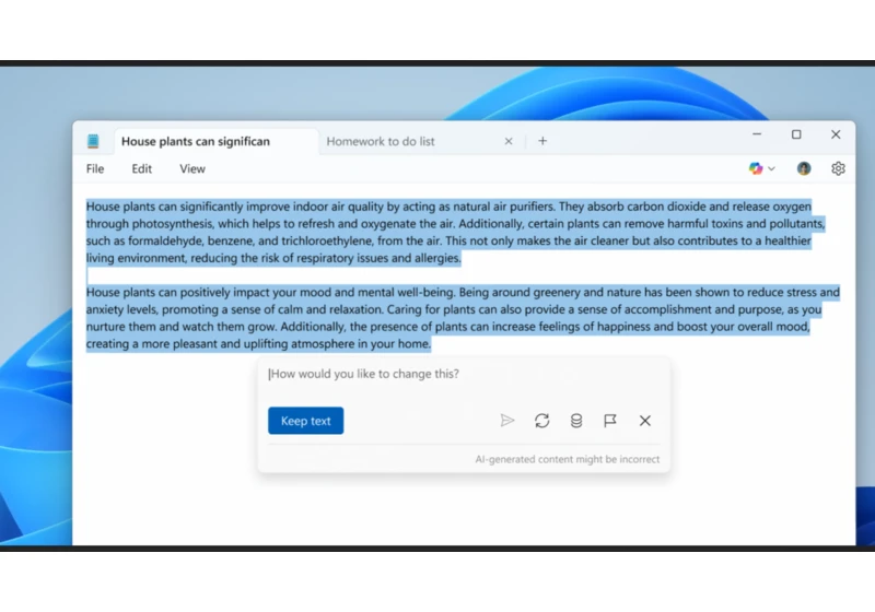 Microsoft Notepad gets an AI makeover