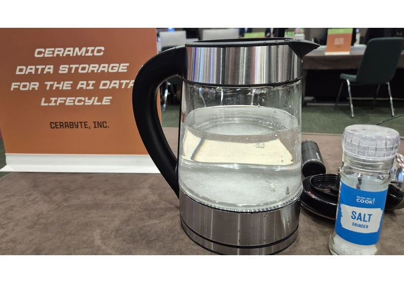 Storage device boiled in salt water, then grilled in an oven as proof of durability — Cerabyte's glass storage media claimed to be ultra-rugged
