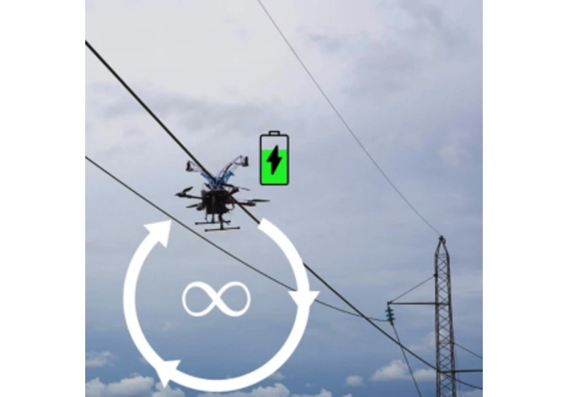 Podivuhodný autonomní „věčný“ dron se nabíjí na elektrickém vedení
