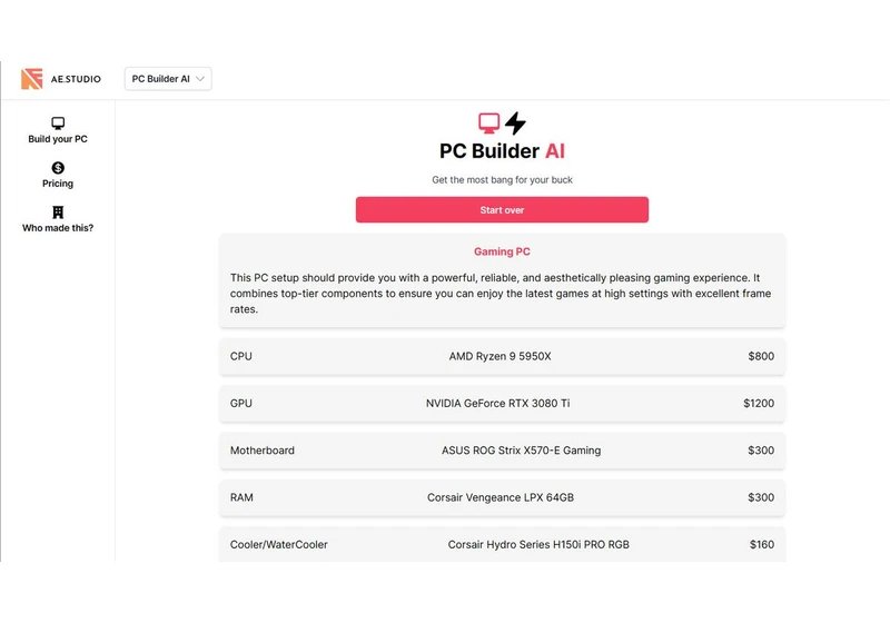 AI PC Building Site Creates Parts Lists With Wacky Prices, Takes Forever