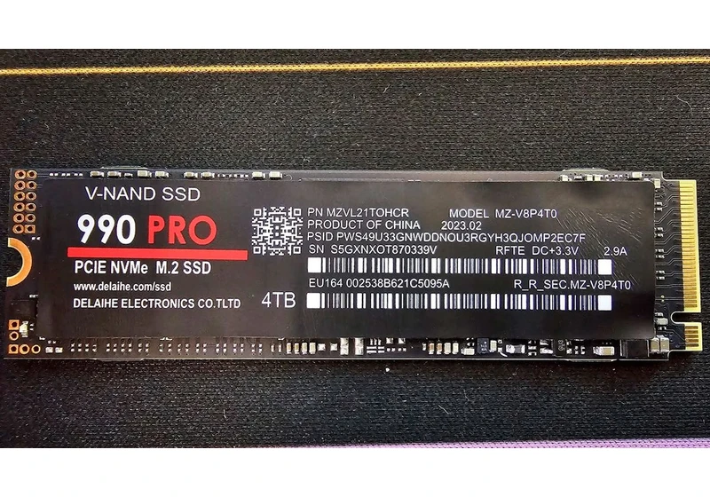 Fake $39 Samsung 990 Pro 4TB SSD Looks Almost Real But is 7X Slower