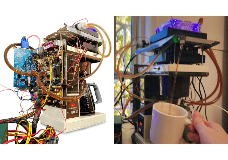  Inventor caffeinates liquid cooling with coffee-cooled Coffeematic PC — computer built on old 1980s appliance runs completely fine despite the hot drink running through its radiators 