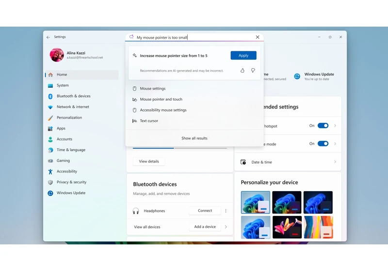  Windows 11's Settings app is getting an AI agent that can configure options on your PC for you 