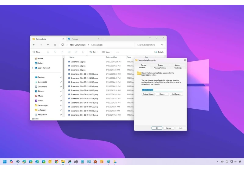 How to change default save location for screenshots on Windows 11