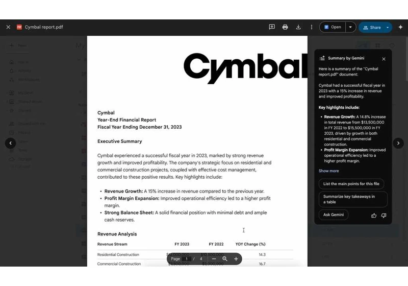Google’s Gemini AI can summarize Drive PDFs and Forms responses soon