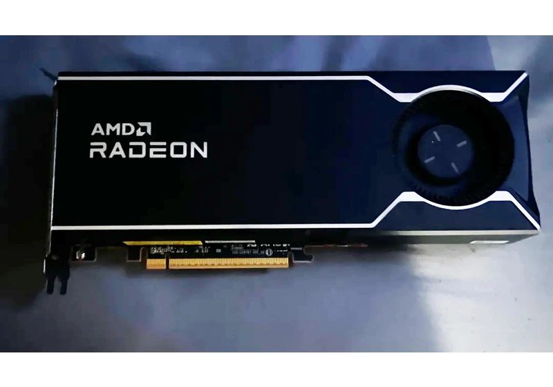  AMD prototype Radeon AI Pro R9700 found by 'a friend,' posted to Reddit — a real-life reference design model of AMD's artistic render 