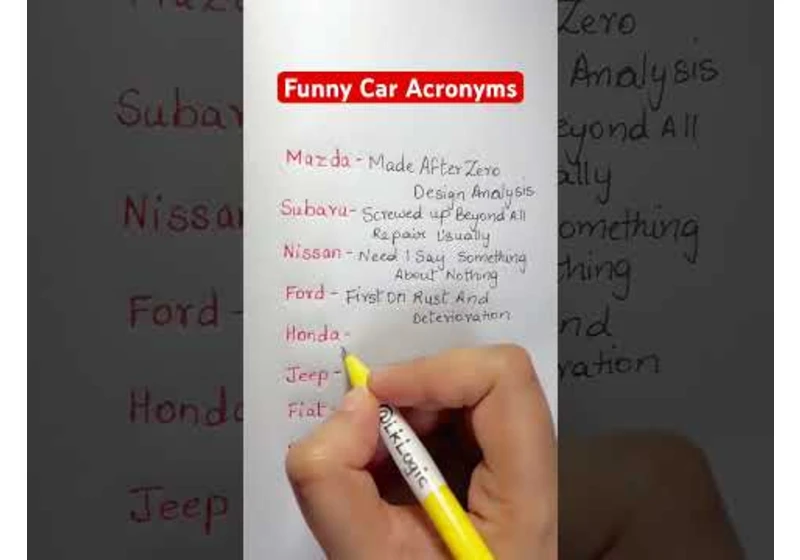 Funny Car Acronyms