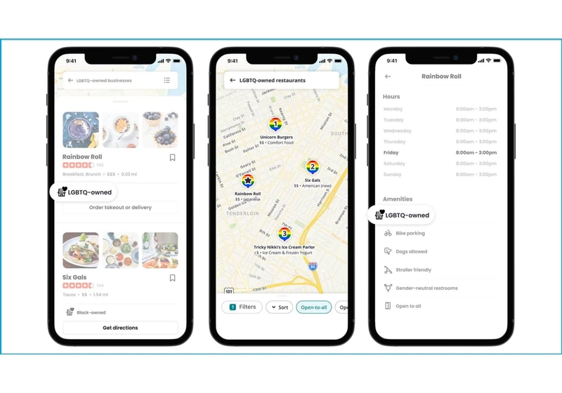 Yelp adds the LGBTQ-owned attribute and rainbow-colored map pins for Pride Month