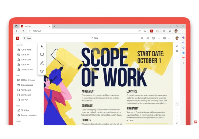 Microsoft Edge’s simple PDF reader is being replaced by Adobe Acrobat