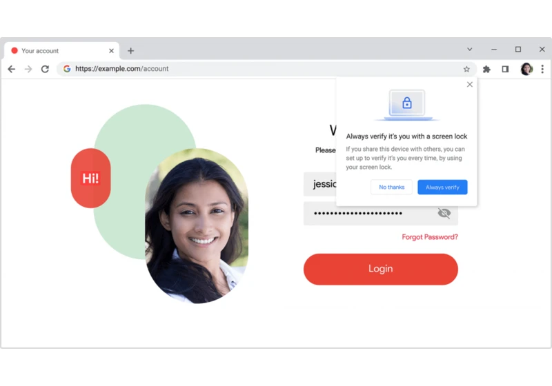 Chrome adds Windows biometric logins to its password powers