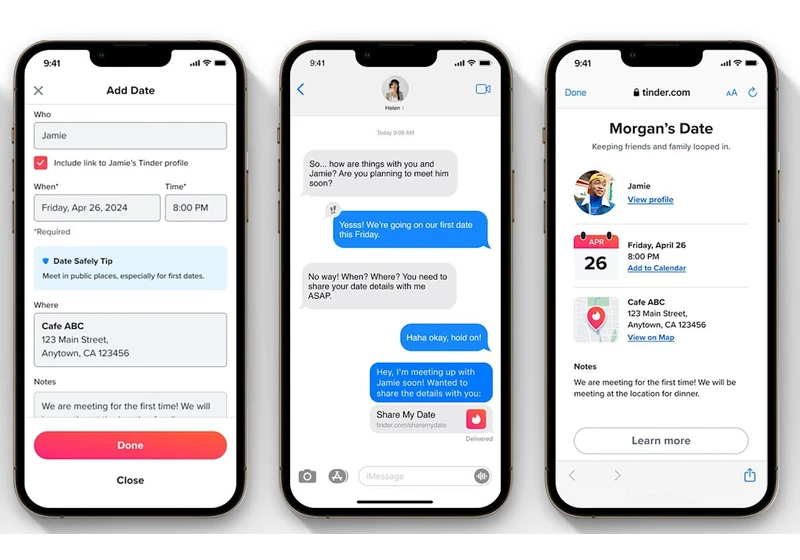 Tinder is making it easier to share date details with family and friends