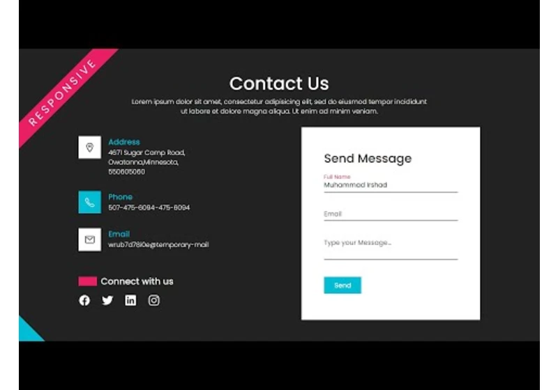 Complete Responsive Contact Us Page in HTML and CSS