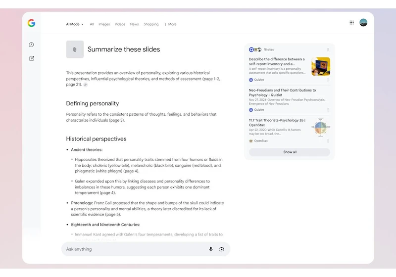 Google is bringing image and PDF uploads to AI Mode