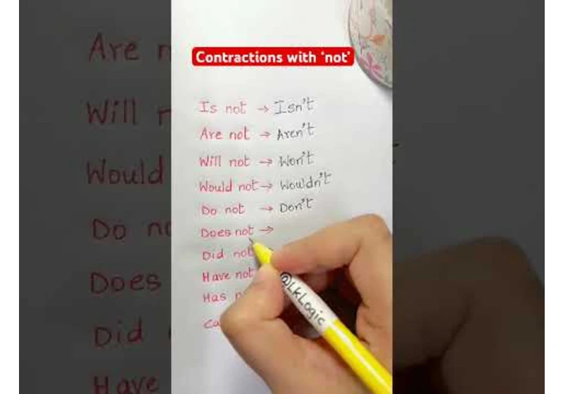 Contractions with ‘not’ in English