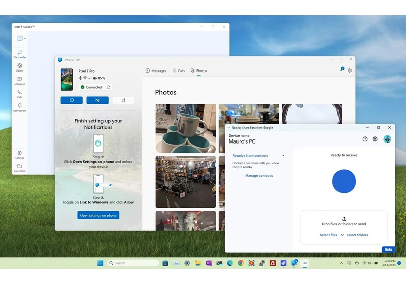 Comparing Google Nearby Share, Phone Link, Intel Unison, HP QuickDrop, and Edge Drop