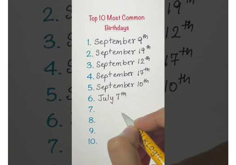 Top 10 Most Common Birthdays