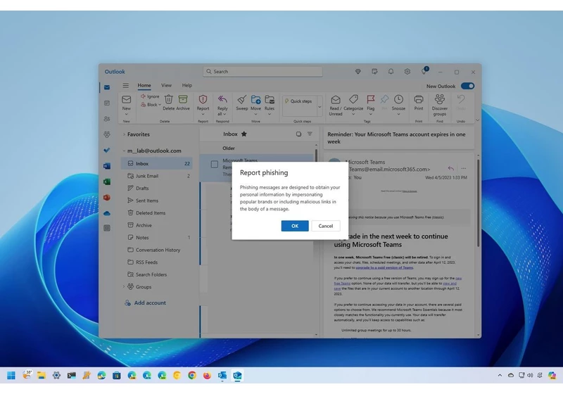  How to report phishing emails to Microsoft in Outlook for Windows 11 