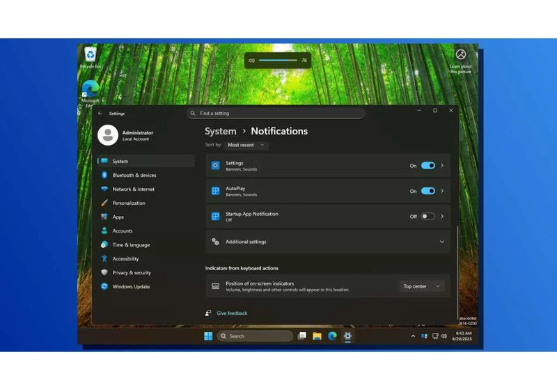 You’ll soon be able to reposition the Windows 11 volume indicator