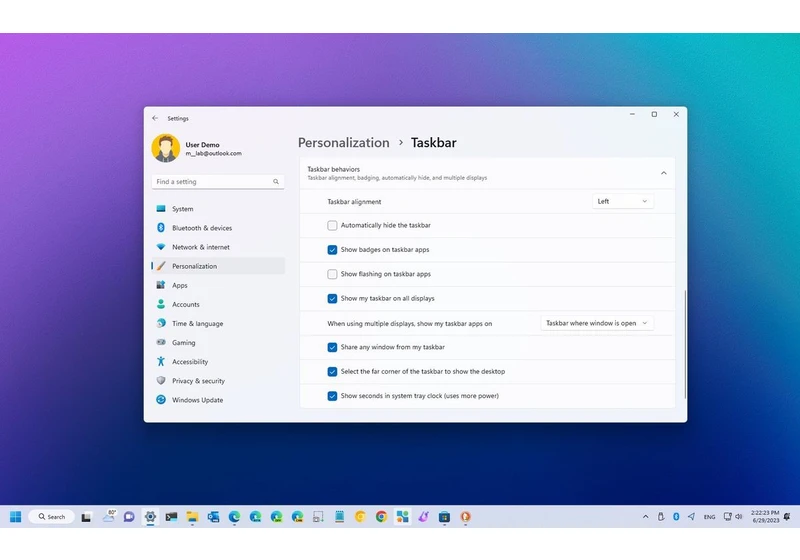 How to change settings for Taskbar on Windows 11