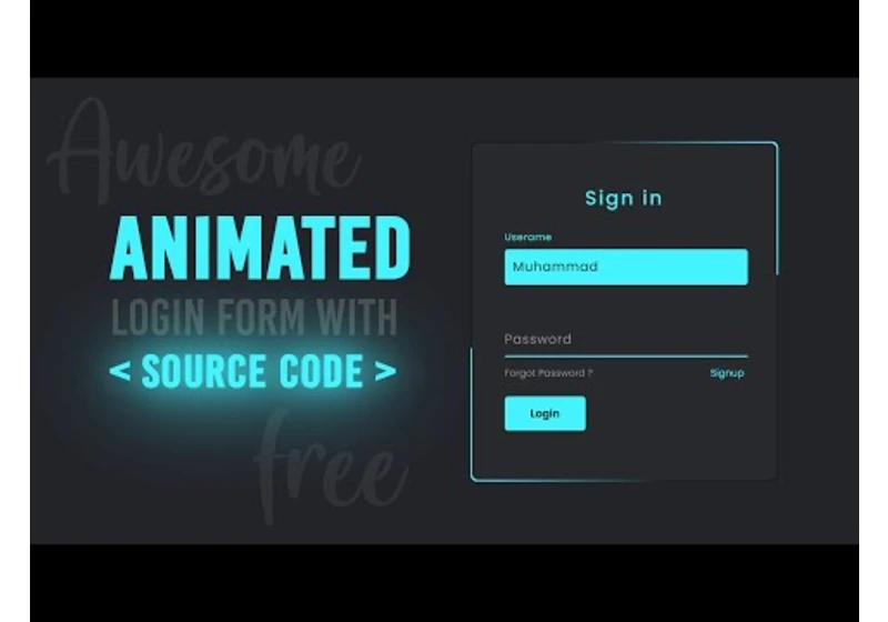 Animated Login Form with Source Code | Login Page using Html CSS