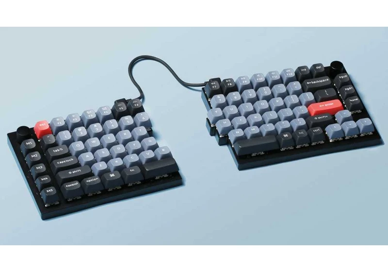 Keychron’s latest ergonomic Q keyboard splits with tradition