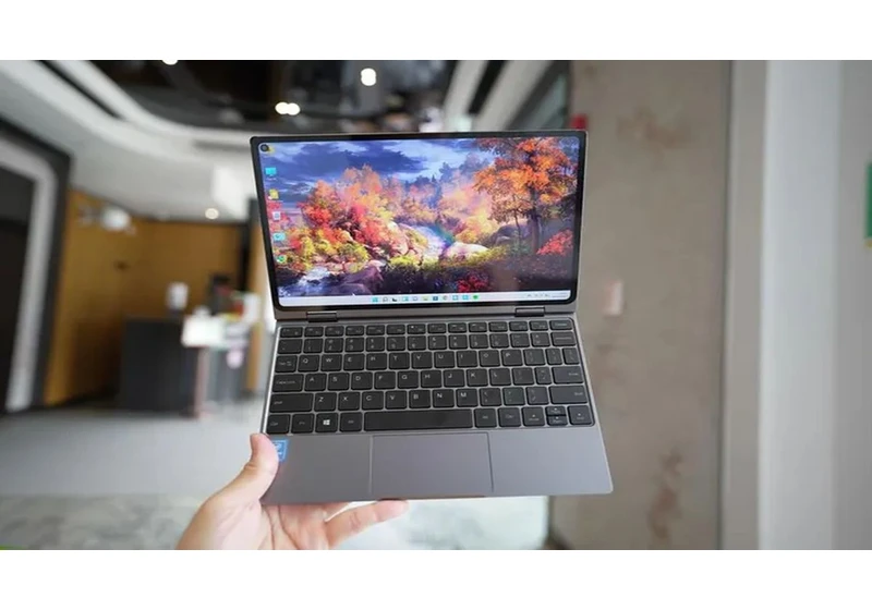 This cute convertible laptop looks like a mini PC with a touchscreen, a battery and a keyboard