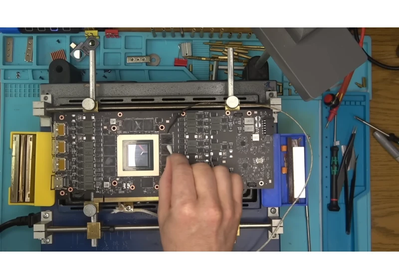  Dead RTX 4090 gets cooked beyond salvation — VRAM swap and multiple signal patch jobs fail as buried PCB traces give up for good in unsuccessful repair attempt 