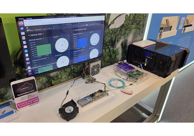  Kioxia demos optical SSD, boasts of high performance and 30m+ cabling 