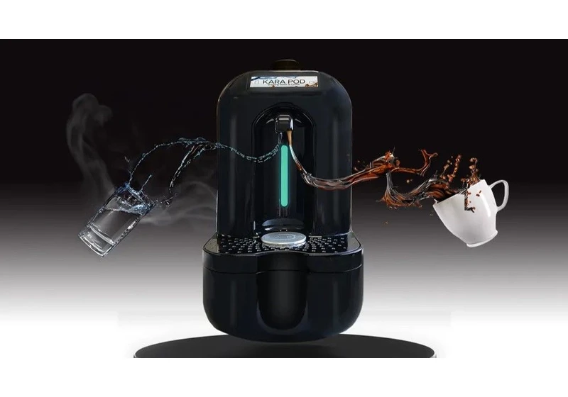 This coffee machine brews espresso using water condensed from the air in your home
