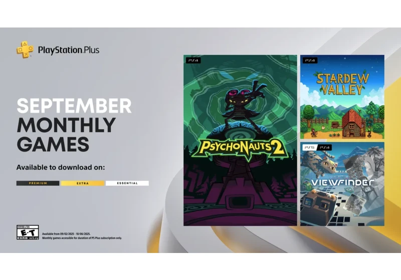 The PS Plus monthly games for September include Psychonauts 2 and Stardew Valley