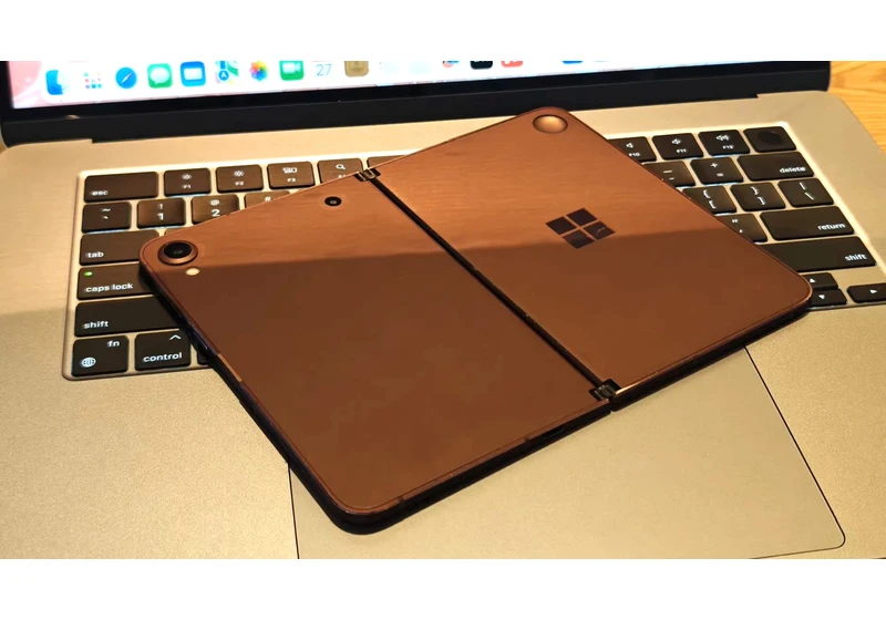  This is Microsoft's canceled Windows-based Surface Duo — the dual-screen Windows Phone from 2018 that we never got 