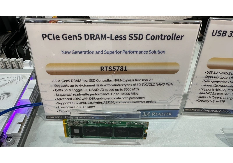  Realtek eyes SSDs with new PCIe 5.0 x4 DRAM-less controller — Up to 10 GB/s and 1.4M IOPS 