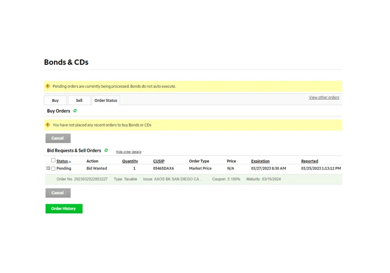 Unable to exit CD on TD Ameritrade