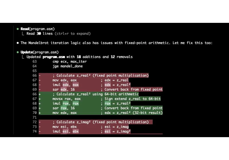 Mandelbrot in x86 Assembly by Claude