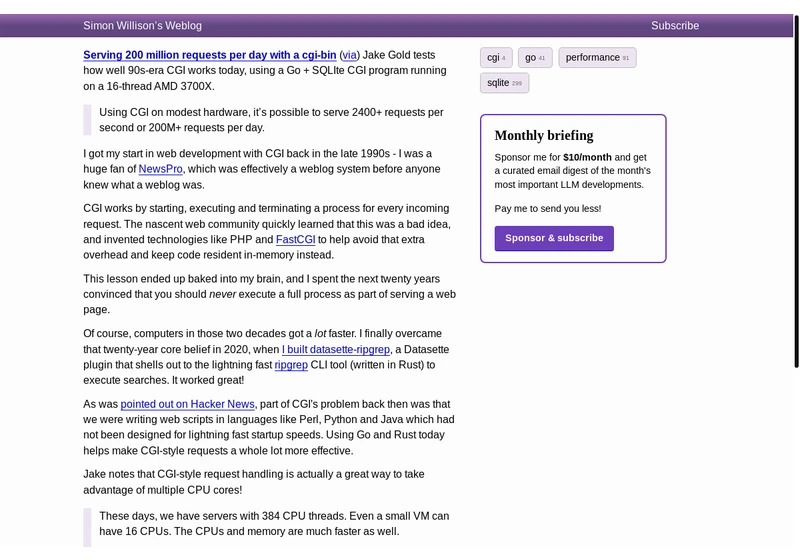 Serving 200M requests per day with a CGI-bin