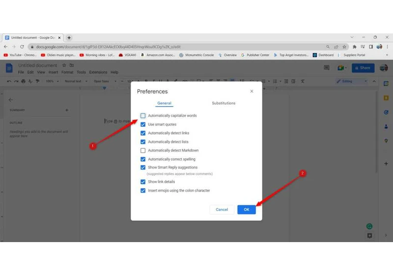 How to turn off auto-capitalization in Google Docs