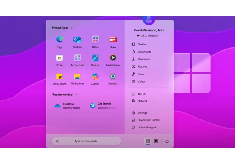  A concept designer's 'Windows 12.1' illustration demonstrates the minimalistic Start menu we've been begging Microsoft for on Windows 11 with less AI chaff  