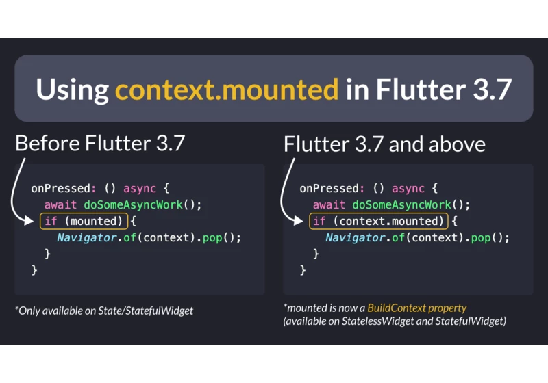 Using context.mounted in Flutter 3.7