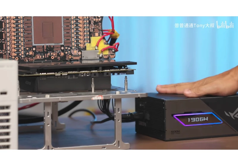  Asus RTX 5090 BTF 2.5 GPU successfully pulls over 1,900W in extreme test — proprietary metal power connector kept its cool, unlike plastic 16-pin alternative 